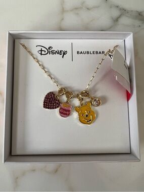 Disney BaubleBar Winnie the Pooh/Rhinestone/Heart/Pink Hunny Pot Charm Necklace